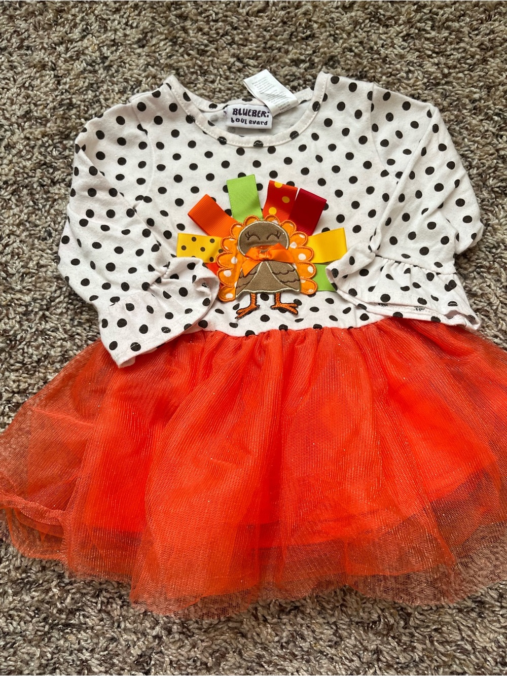Bluberi Thanksgiving Turkey Tutu Dress w/ Polka Dots - Fall, Girly